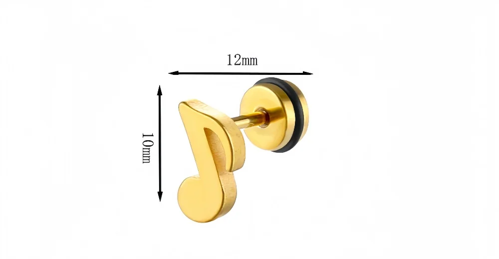 1 Paar kleine zierliche Musiknoten-Ohrstecker aus Edelstahl für Damen und Herren, Schraubverschluss, modischer Konzert-Dressing-Schmuck, Geschenke – Detail 2