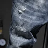 Men's Ripped Jeans Streetwear Personality Trendy Korean Fashion Slim Beggar Holes Denim Pants Stretch Casual Male Trousers 4