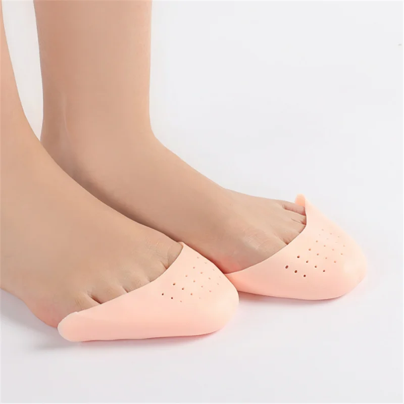 1 Pair Silicone Gel Dance Point Pads for Ballet Dancing Foot Tip Protector with Air Hole Breathable Sole Shock Absorbing Inserts