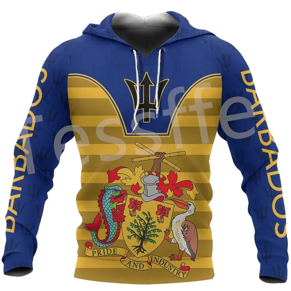 

Barbados Caribbean Country Flag Tattoo Retro Pullover 3DPrint Unisex Harajuku Autumn Streetwear Funny Casual Jacket Hoodies 12X