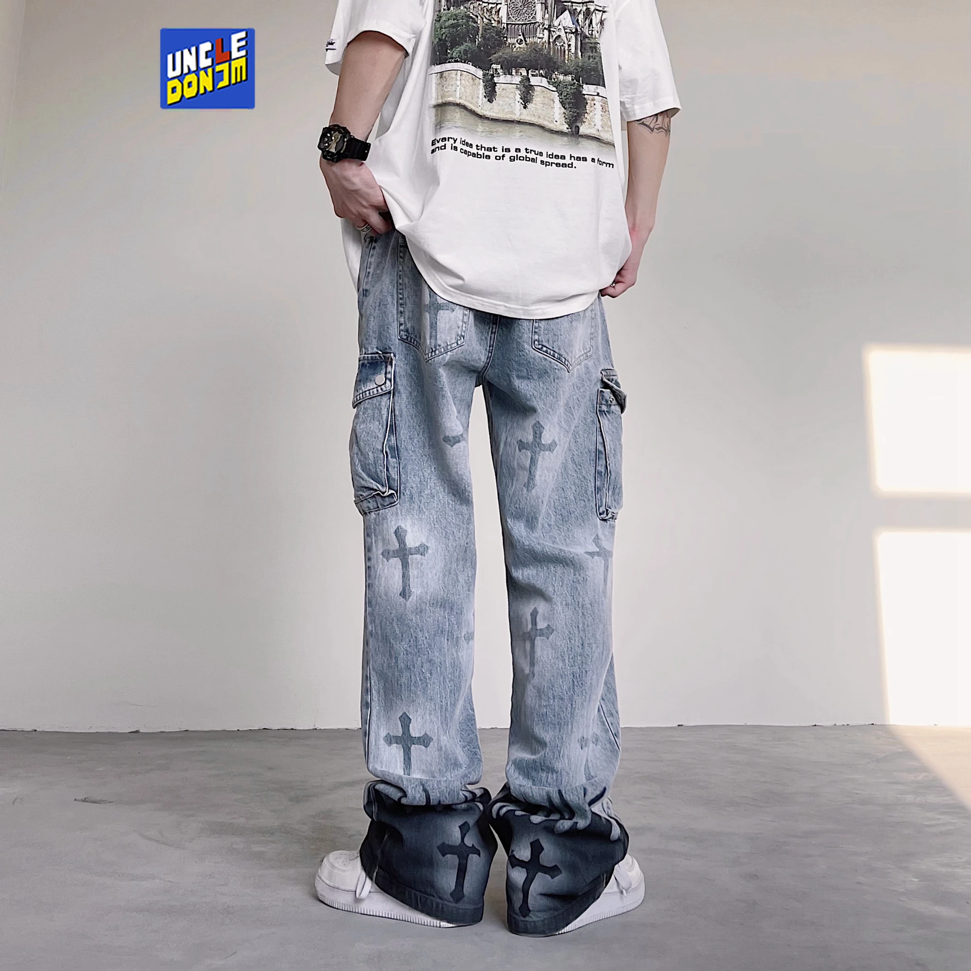 Uncledonjm Flame Printed Jeans Men 