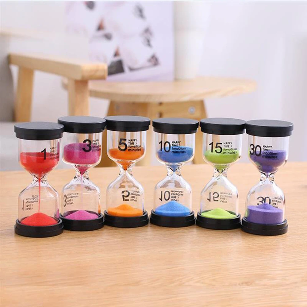 6pcs/set Minute Timer Hourglass Sand Clock 1/3/5/10/15/30min Clock Desktop Ornament Children Gift Sand Timer for Cooking Count