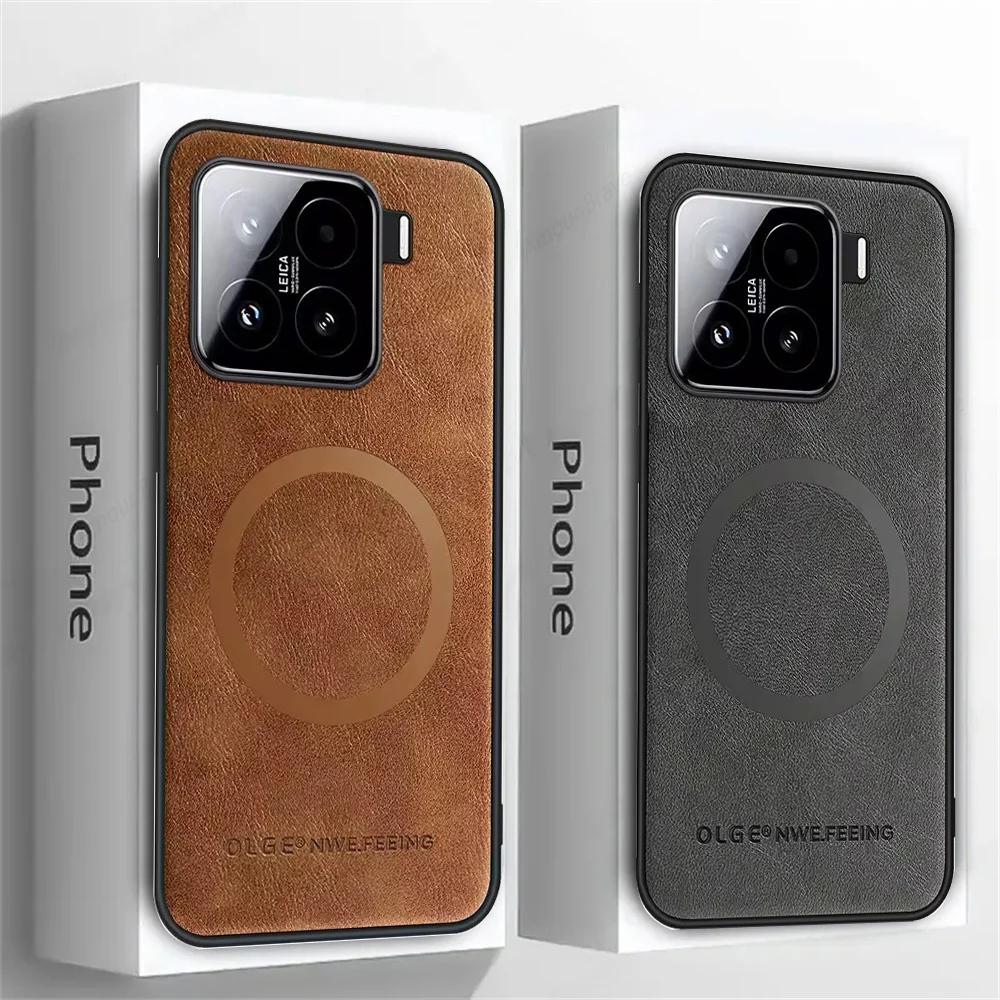 Magnetic Leather Protective Case with Magsafe Wireless Charging Compatibility
