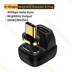 Magnetic USB-C to USB-C Adapter with 40Gbps Data Transfer & 100W Fast Charging, 8K Display Support - Other (U-Shape Adapter)