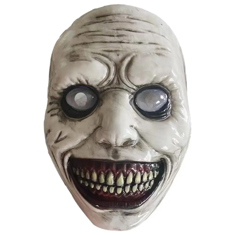 Halloween Demônio Assustador Rosto Cosplay Máscara Demônio Sorriso Máscara  Cara Branca Com Branco Máscara De Olho Exorcista Açougueiro Assustador  Horror Máscara - Máscaras E Produtos Para Os Olhos - AliExpress