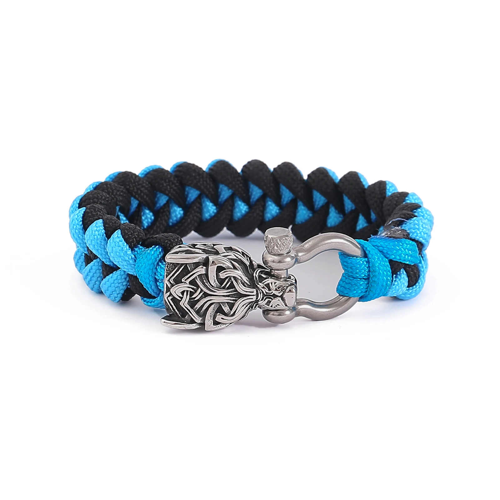 Handmade Paracord Wolf Head Bracelet Gift For Men