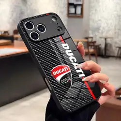 Sleek Motorcycle Racing Design Phone Case with Durable Glass Cover - iPhone 15 Plus (Black1)