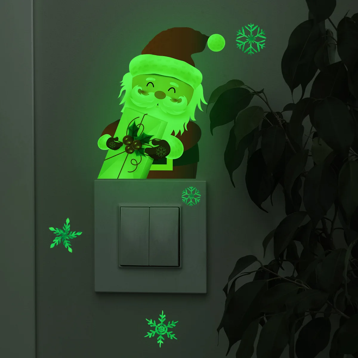 

2 Pieces Glow-In-The-Dark Santa Claus Wall Stickers,Bedroom Living Room Switch Sticker,4.7 X 4.7 Inch