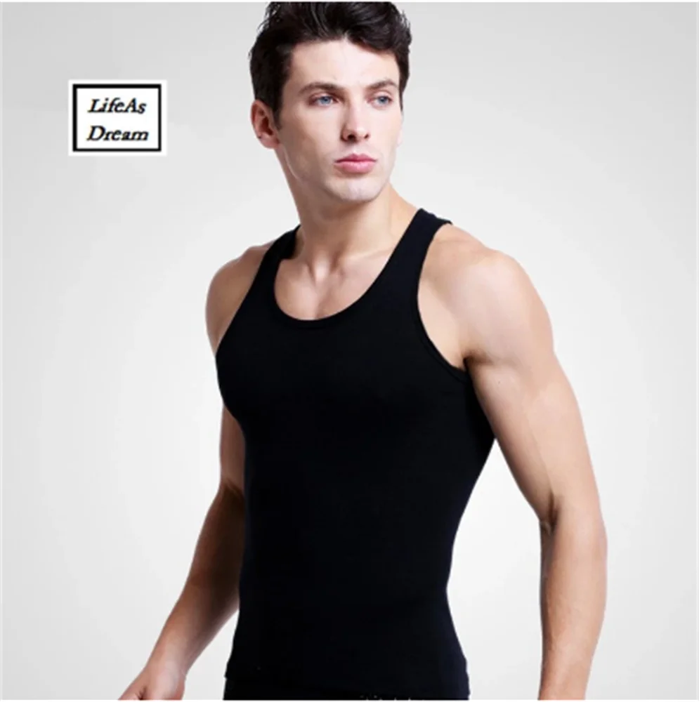 1 pcs/lot Cotton Mens Underwear Sleeveless Tank Top Solid Muscle Vest Undershirts O-neck Gymclothing T-shirt Slim Fit men undershirt cotton vest cotton sleeveless t shirt sports sleeveless vest men underwear