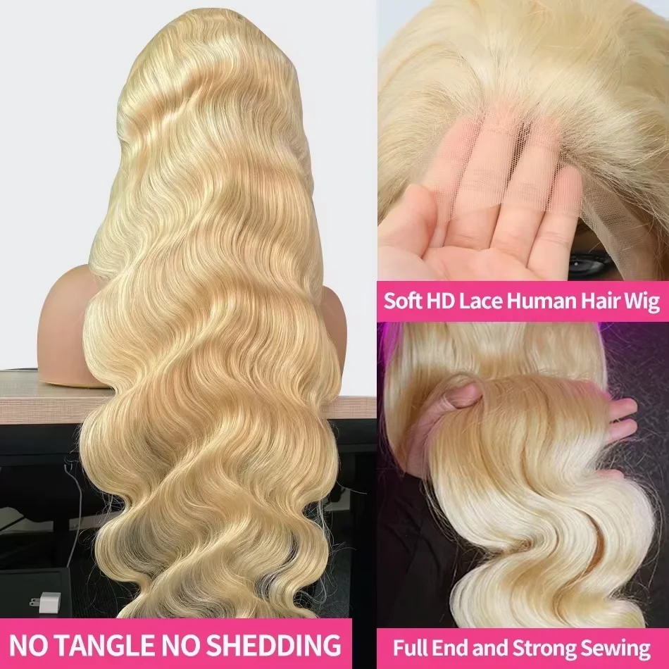 30 40 Inch 250 300% Density Blonde 613 Lace Front Wigs 13x6 HD Lace Wig Transparent Frontal 13X4 Bone Straight Human Hair Wigs 5