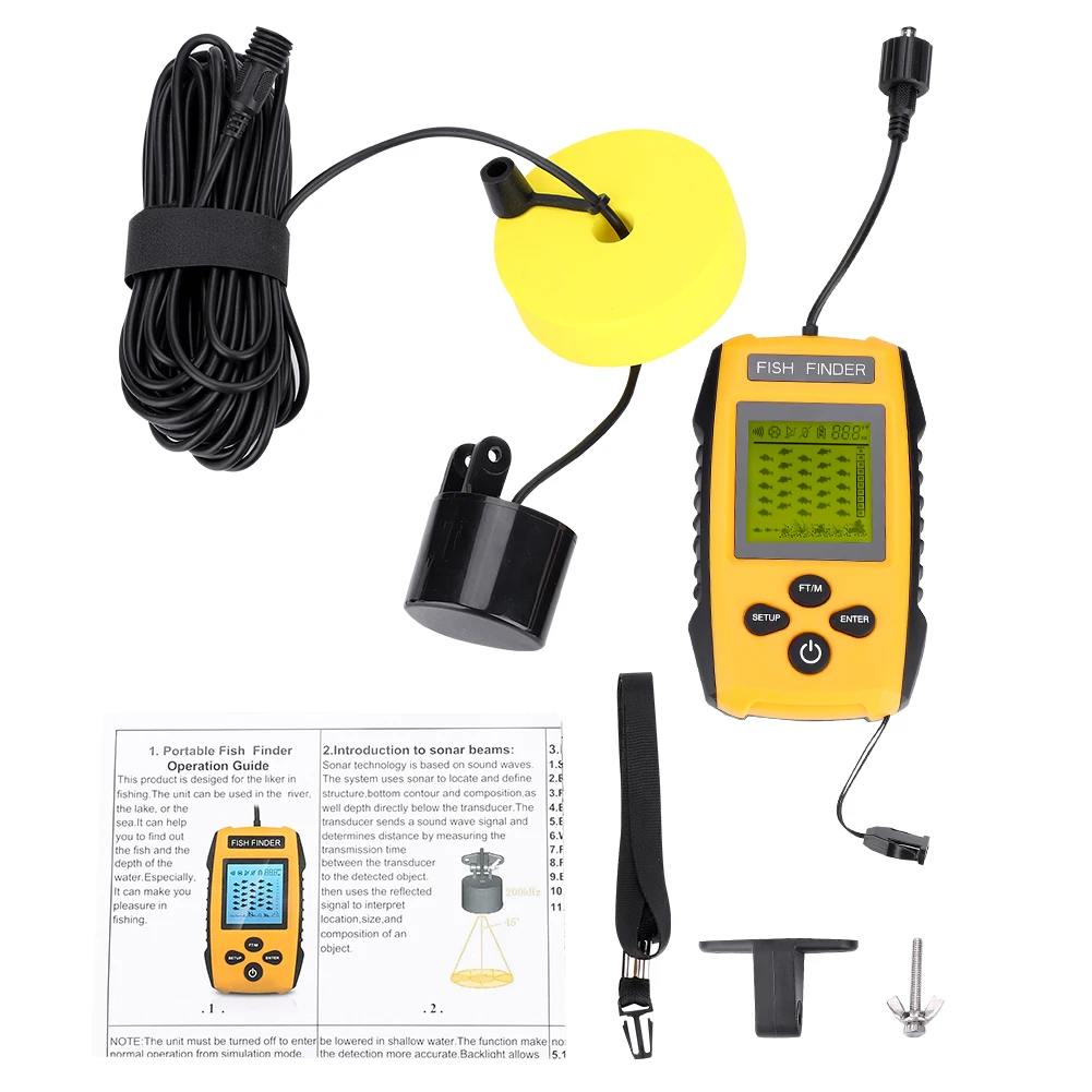 LCD Fish Finder Portable Fishfinder Sonar Fish Finder 100M Portable LCD with Sonar Sensor Fishing Accessory TL88E
