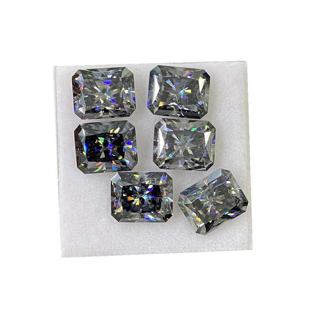 

Meisidian 7x9mm VVS1 Loose Diamond Radiant Cut 3 Carat Dark Grey Moissanite Stone