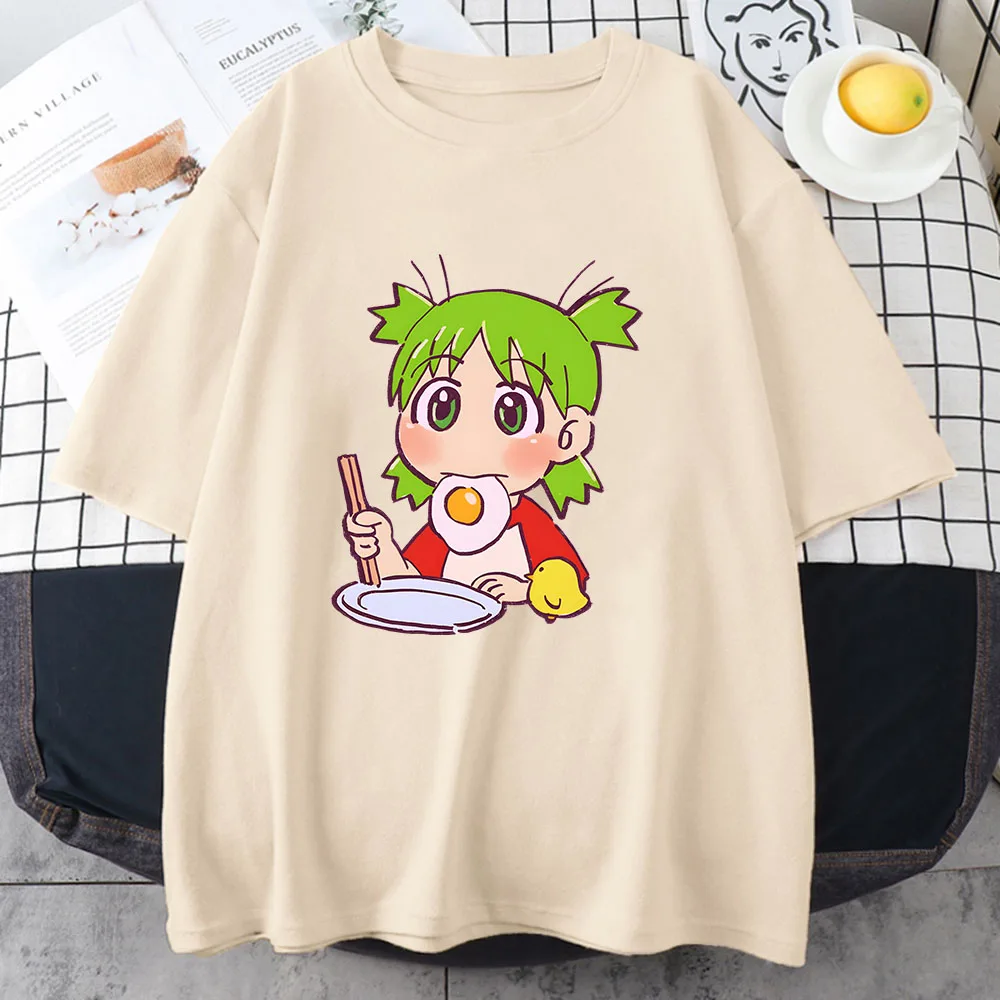

Azumanga Daioh Yotsuba T-shirts Women Eating Poached Egg Chick Tshirts 100% Cotton T Shirts Manga/Comic Kawaii/Cute High Quality