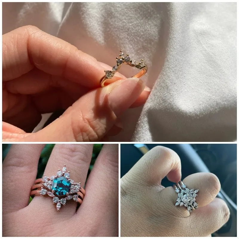 Wedding Rings Womens Ring Cubic Zircon Ring Finger Rings Jewelry Rings Ring Jewelry Huitan Bridal Rings for Wedding Ceremony Party Fancy V Design with Dazzling CZ Stone