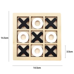 Interactive Wooden Tic Tac Toe Game - Montessori Educational Puzzle Toy (Black)