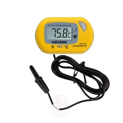 Mini Electronic Digital Display Thermometer for Aquatic and Reptile Environments with Probe (Yellow)