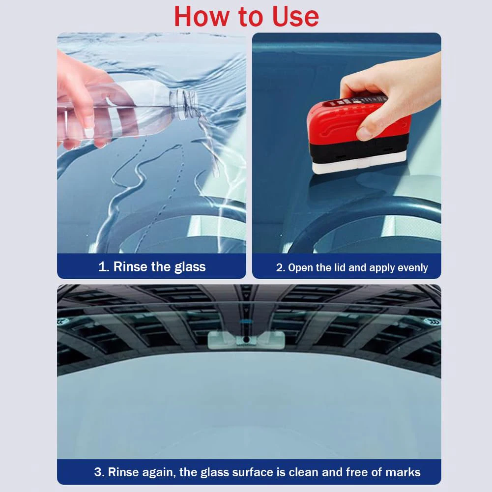 Car Glass Oil Film Remover Automotive Windshield Sponge Cleaning Brush Car Windows Oil Film Stain Cleaner Car Cleaning Tool 2