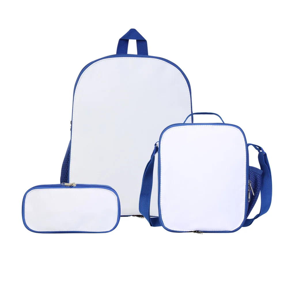 Sublimation Printing Blank School Bag Backpack Lunch Box Pencil Bags For Students Three Sets Kids  Boys Girls Bookbag Gift 3