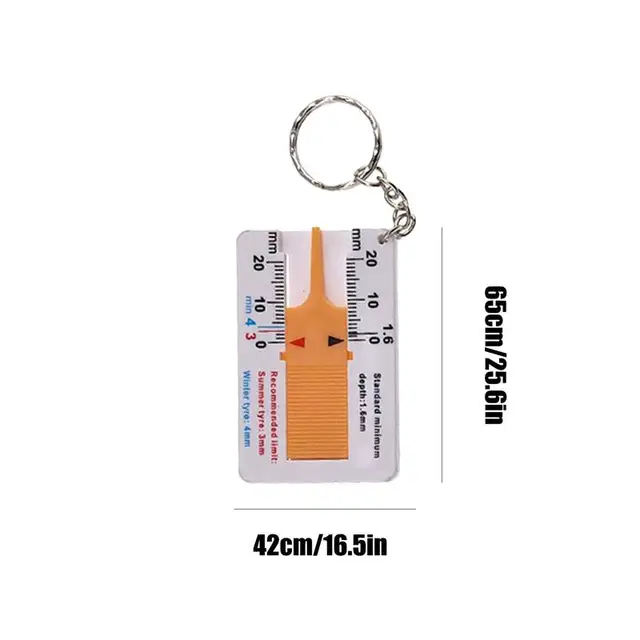 Portable Tyre Tread Depth Depthometer With Keyring Car Wheel Tread Depthometer Tread Ruler Wheel Plastic Measure Tool 6