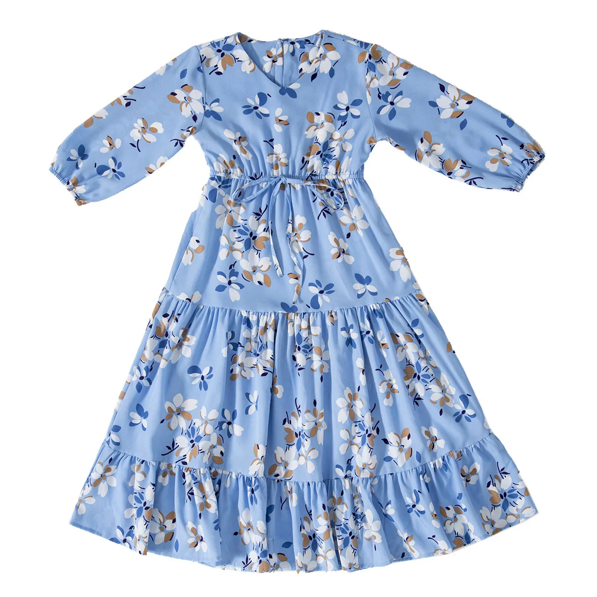Muslim Robe Gown Floral Dress for Kids Children Abaya Princess Long Dresses Girl Kimono Ramadan Middle East Arab Islamic Clothes