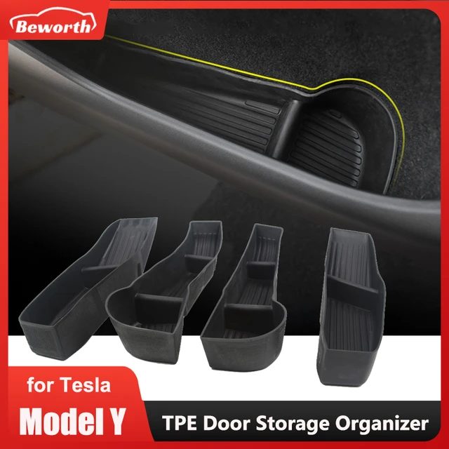 Für Tesla Modell 3/Y 2016-2023 Tür Seite Lagerung Box Vorderseite Rückseite  Tür Griff Armlehne Fach Organizer für Modell 3 Modell Y Zubehör