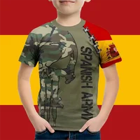 Vêtements pour garçons drapeau espagnol graphique T-Shirt Vintage décontracté à manches courtes enfants vêtements 2-14Y été en plein air espagnol enfant haut T-Shirt 5