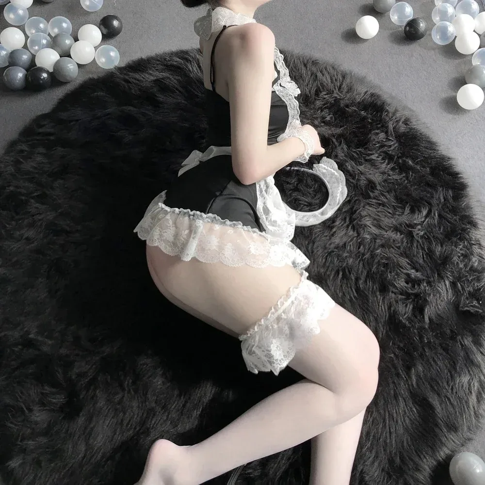 Lolita Maid Costume Babydoll Dress Uniform Women Sexy Cosplay Lingerie Maid Servant Suit Erotic Role Play Cute Live Show
