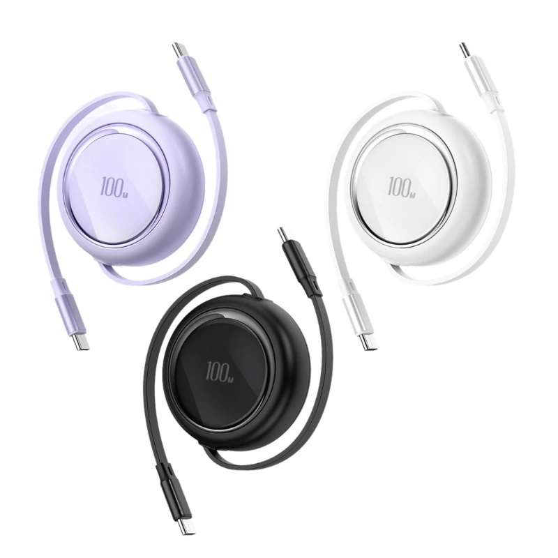 

100W Type to Type Charging Cable Retractable USB Cable 480Mbps Data Sync Fast Cord for Mobile Phone Tablets
