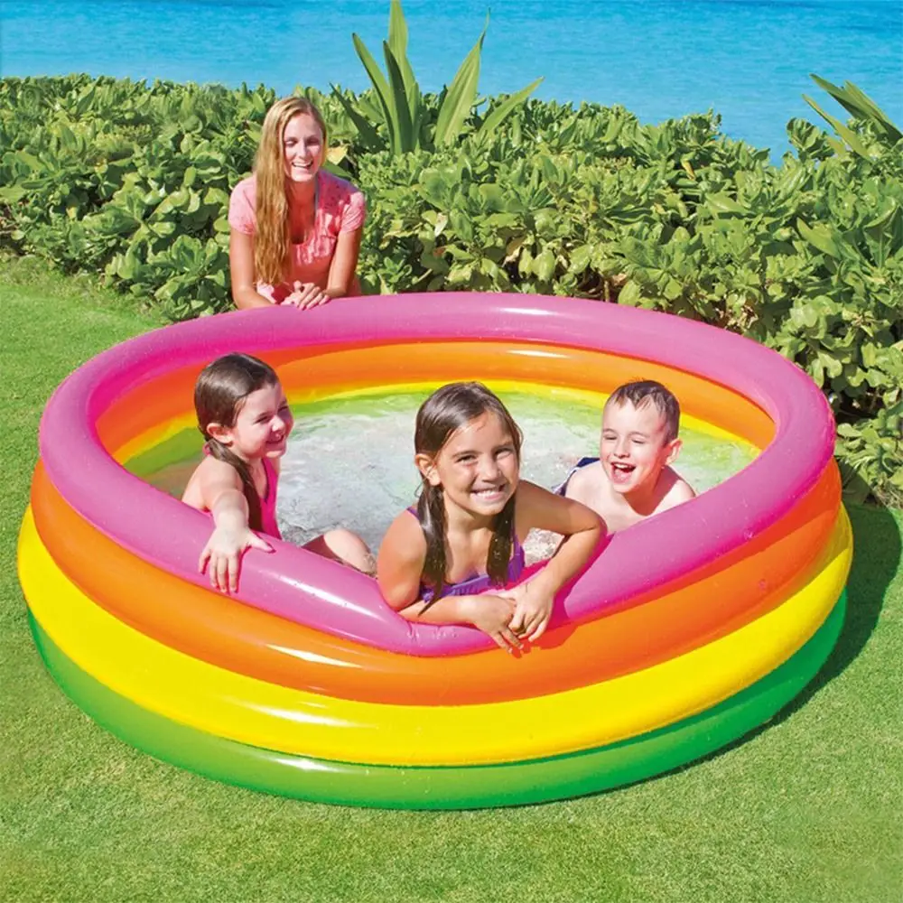 

PVC Inflatable Swimming Pool Splash Float Accessories Round Paddling Pool Tub Tricyclic Fluorescent Play Sensory Place Mat Kids