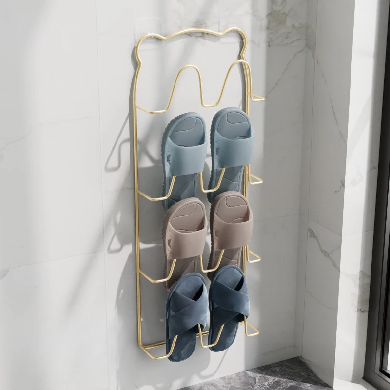 Wall-mounted Punch-free Bathroom Slippers Rack Toilet Drain Rack Home Balcony Shoe Organizer