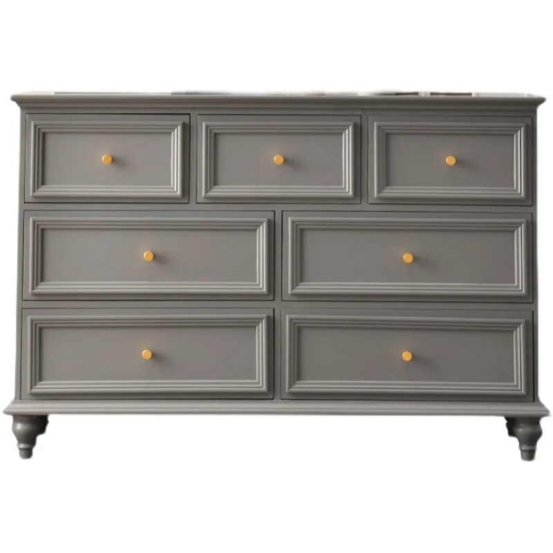 

ZL Solid Wood American Storage Cabinet Living Room Bedroom Seven Chest of Drawers Style Chest of Drawer Locker