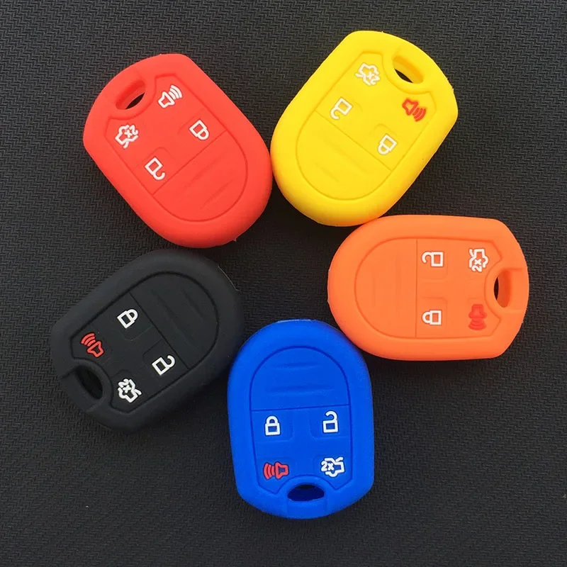 Silicone Car Key Cover Protective Case For Ford Mustang Exploror Edge Super E150 E250 E350 E450 Duty Windstar Ranger 4 Buttons