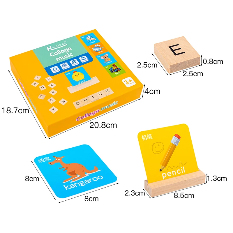 Letter Games Montessori Language Toy Kids Learn to Spelling Read Words Matching Letter Education Games Wooden  Preschool Toy 6