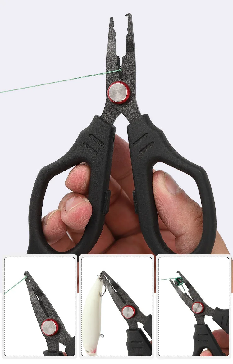 Angelschere Tragbare Outdoor-Köderzange zum Schneiden von Angelschnur Rostfreier Edelstahl Professionelle Werkzeuge – Detail 5