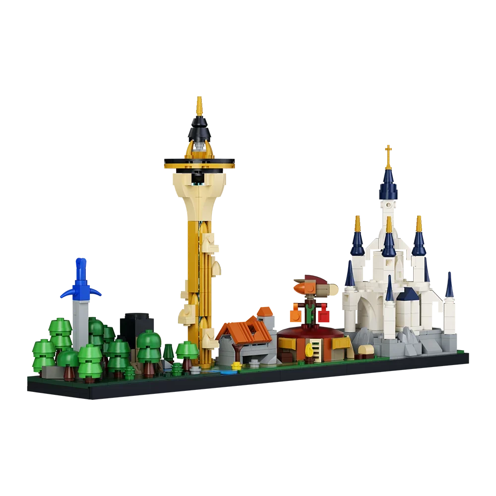 Moc Game Zeldaeds Town Street Scene Skyline Building Block Model Game Castle Education Architecture Building Blocks For Kids Toy