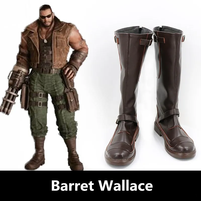 

Обувь для косплея ultifantasy 7 Barret Wallace коричневые ботинки ручной работы из искусственной кожи