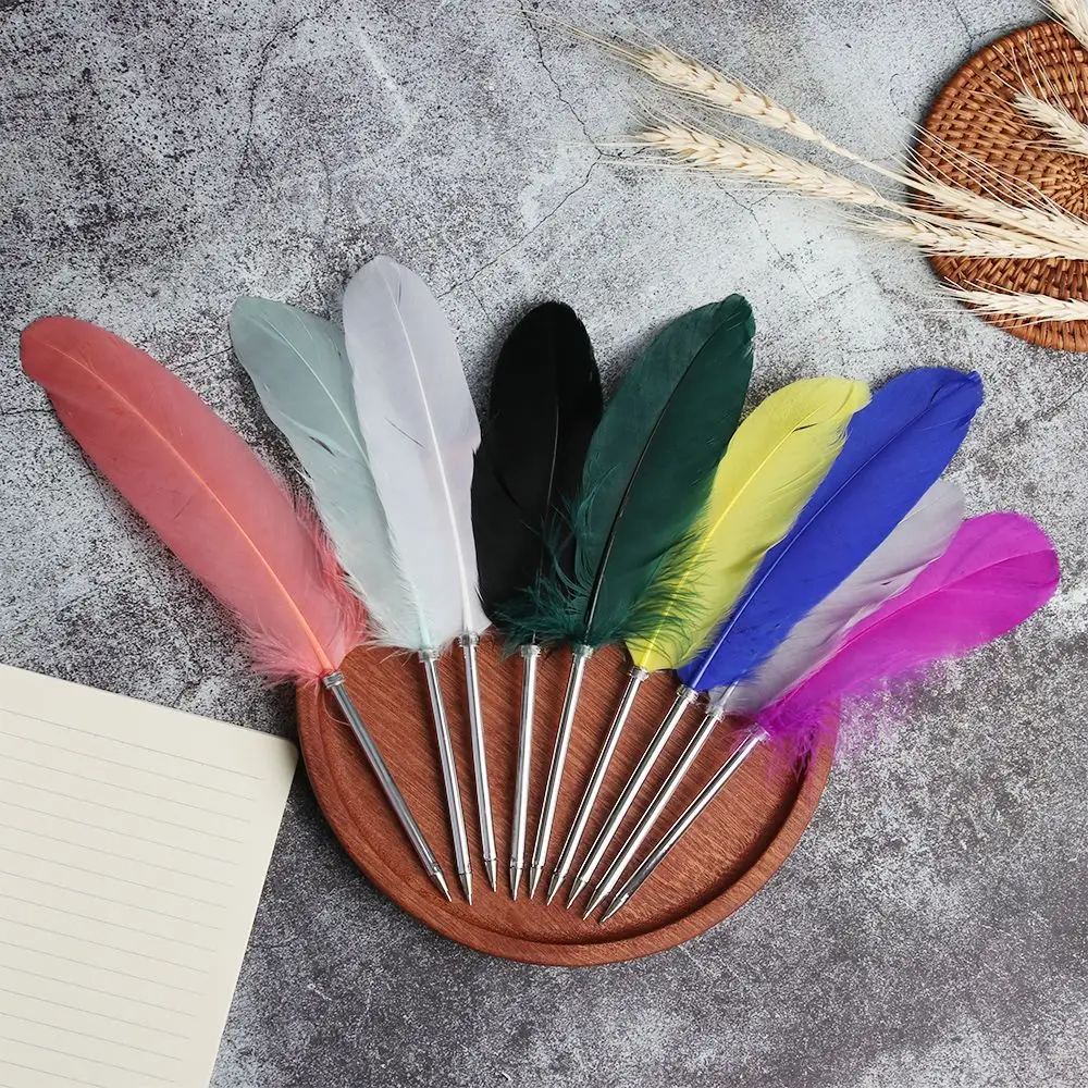1 pezzo di materiale scolastico per ufficio, novità, cancelleria, strumento di scrittura colorato, penne a sfera, penna con piume firmate