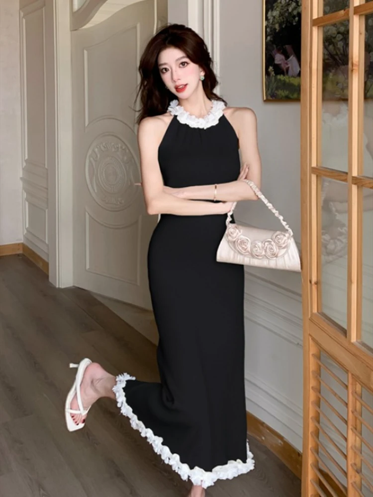 

Женское трикотажное платье без рукавов, повседневное облегающее платье с кисточками и высокой талией в уличном стиле, праздничное пляжное платье, лето 2024