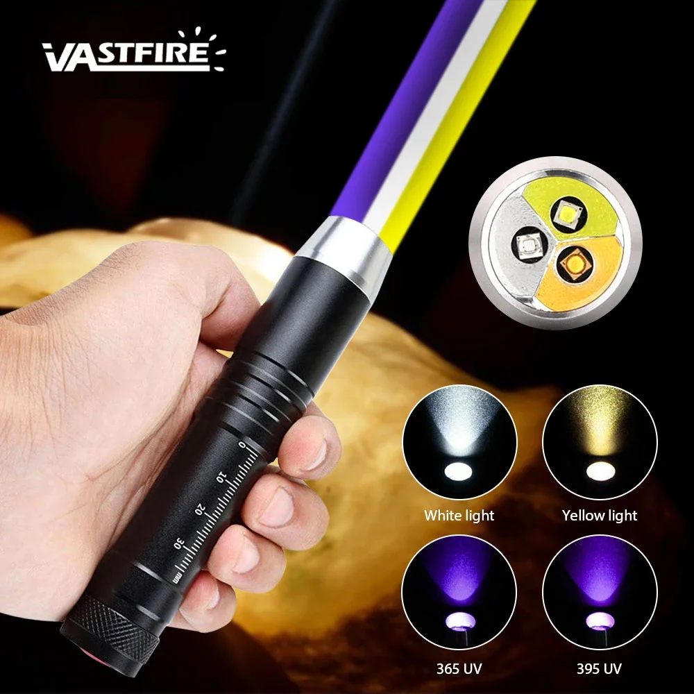 UV Led Flashlight Ultraviolet 365nm/395nm UV White Yellow 3 LEDs Lanterna Jade Jewelry Money Identification Pet Stains Marker led flashlights led torch light led flashlight uv flashlight