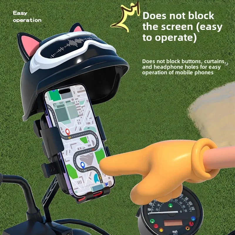 New Bicycle Motorcycle Helmet Phone Holder Sunshade Waterproof Automatic Lock Navigation Stand Cycling Safety Protection