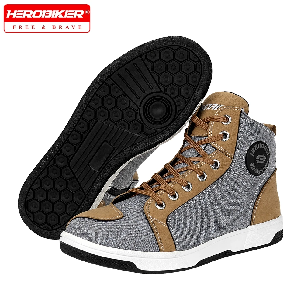 Men Motorcycle boots Motorcycle Rider Protective Boots Casual Breathable Sports Shoes Microfiber Shoes