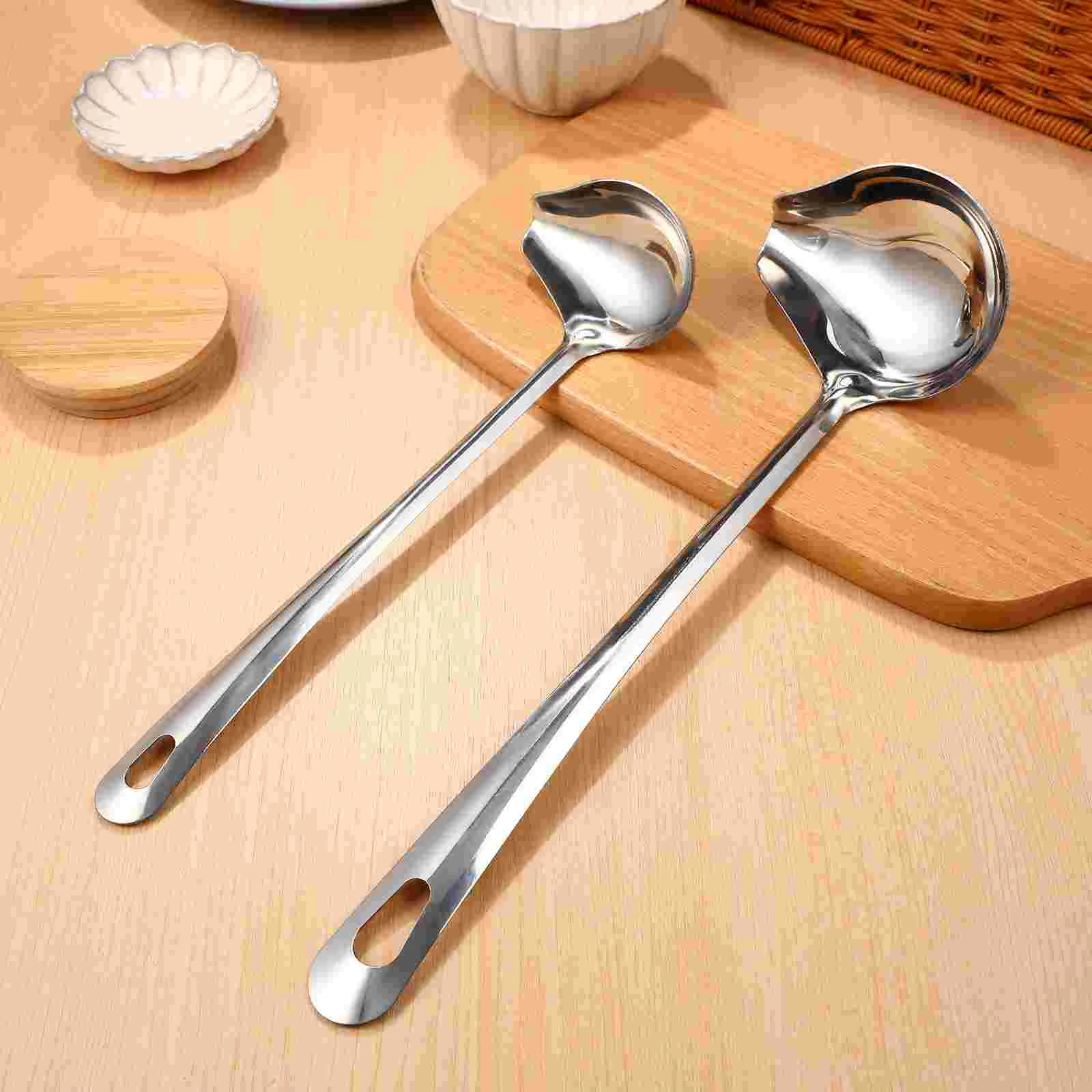 2 Pcs Oil Spoon Mini Spoons Ladell Ladle with Pour Spout Stainless Steel Drizzle Sauce