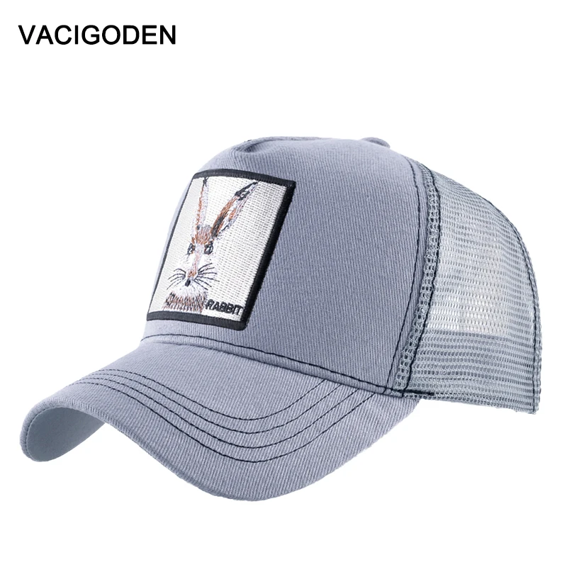 

VACIGODEN Fashion New Baseball Cap Men Women Snapback Mesh Hat Rabbit Embroidered Patch Trucker Casquette Summer Visor Gorras