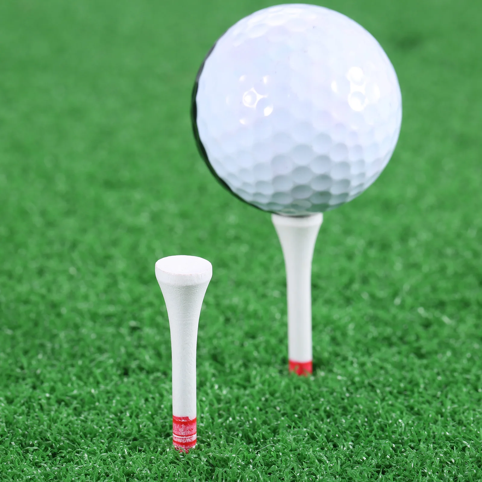 Description Picture 6 of item25pcs Professional Golf Tees White with Red/Yellow/Blue Stripe Mark Scale 53mm/69mm/83mm Wooden Golf Ball Tees Practice Supplies