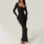 y2k Bodycon Dress Women Going Out Solid Color Square Neck Long Sleeve Dresses Sexy Evening Party Dresses Clubwear