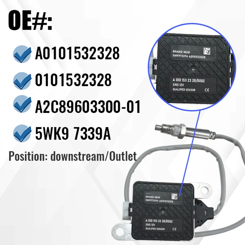 화물선 캐스케이디아 DDEC 메르세데스-벤츠 DDE 용 A0101532328 Nox 센서 콘센트 질소 산화물 센서 다운 스트림