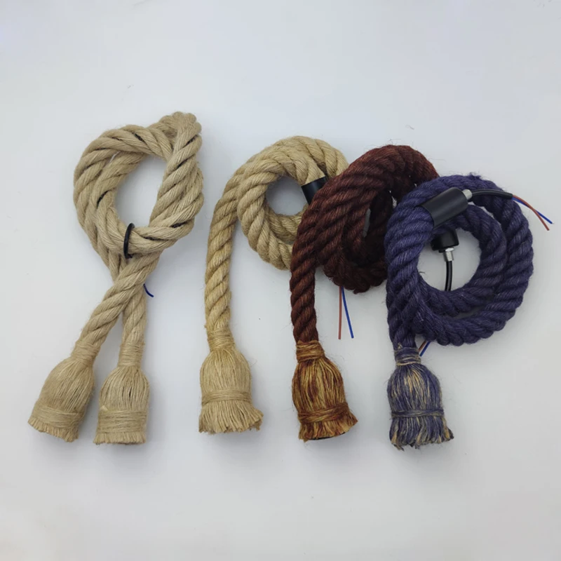 Vintage Hemp Rope Pendant Lights Attic Personality Industrial E27 Indoor Lightings For Loft/Living Room/Bar Retro Hanging Lamp 6