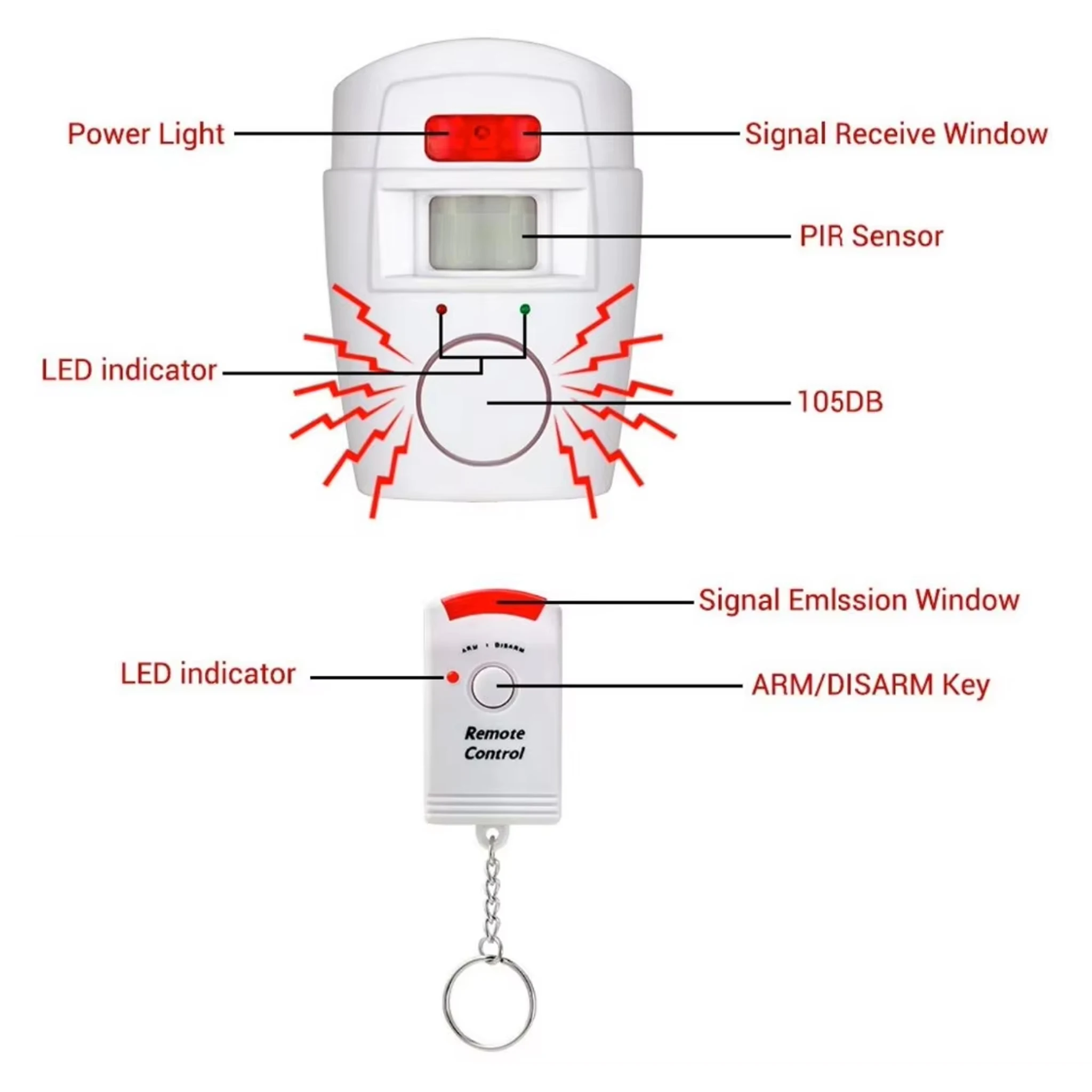Wireless Motion Sensor Alarm 105dB Security Detector Indoor Outdoor Alert Systeem Met Afstandsbediening Voor Thuis Garage - 5