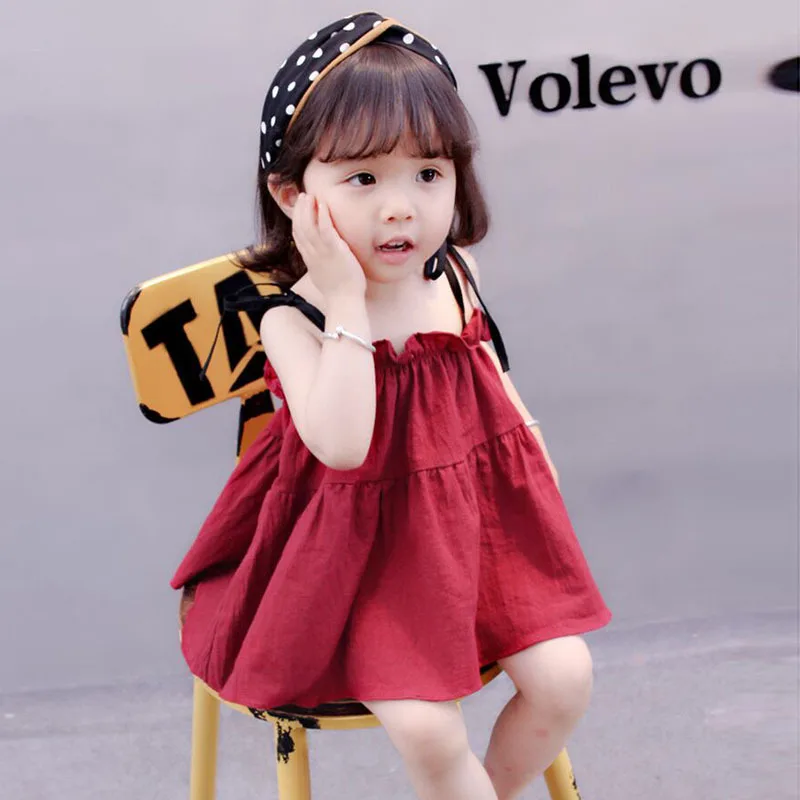Summer Casual Girls Dress Children's Fashionable Flower Dress Babys Kids Suspender Cute Sleeveless Princess Girl Clothing