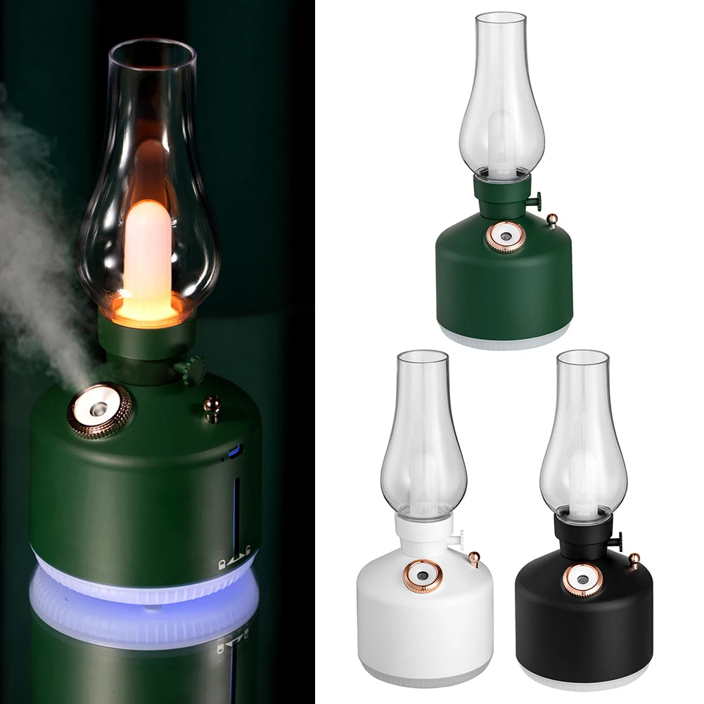 Desktop Retro Lamp Air Humidifier USB Rechargeable Wireless Aroma Diffuser Rechargeable Essential Oil 7 Colors Lights Cool Mist